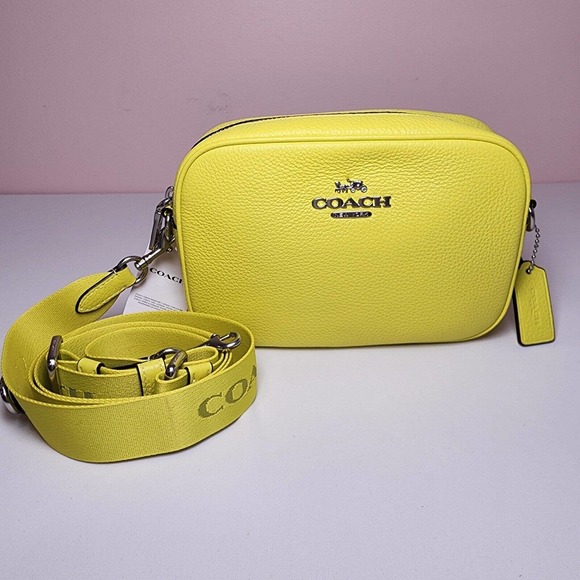 Coach Handbags - COACH CH689 Mini Jamie Camera Bag NEON Pebble Leather Crossbody Bright Yellow